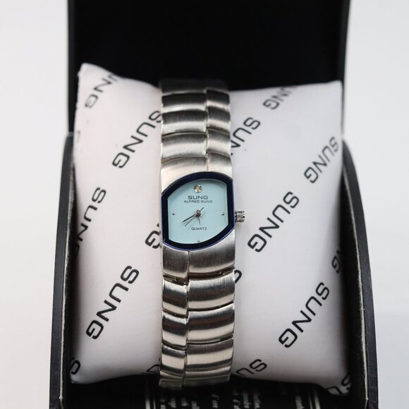 Vintage Alfred Sung Stainless Steel Back MOVT Quartz Womens Watch No Battery - Picture 2 of 12
